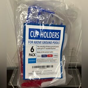 Impresa Blue, Red & White Cup Holders for Above Ground Pools - 6 Pack